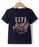 US Polo Assn Cotton Knit Half Sleeves T-Shirt with Polo Sport & Text Print - Navy Blue