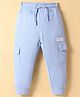 US Polo Assn Cotton Knit Full Length Solid Color Lounge Pants with Logo Patch - Light Blue