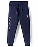 US Polo Assn Cotton Knit Full Length Lounge Pants with Brand Logo Embroidery - Navy Blue