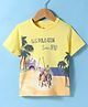 US Polo Assn Cotton Knit Half Sleeves T-Shirt with Beach Theme & Brand Logo Print - Yellow