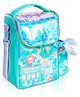 Ji and Ja Multi Compartment Dual Slot Lunch Bag with Bottle Carry Double Insulated Tiffin Lunch Bag with Multi Zipper Pockets for School - Multicolor (MERMAID)