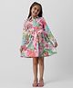 Nauti Nati Full Sleeves Floral Printed Bow Applique Detailed Dress - Pink