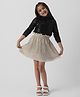 Nauti Nati Full Sleeves Sequins Embellished Top With Skirt Set - Black