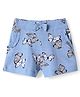 Babyhug Cotton Knit Shorts With Butterfly Print - Light Blue