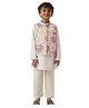 Nauti Nati Cotton Full Sleeves Motifs Designed Kurta Pyjama With Floral Printed Nehru Jacket Set - Ivory