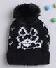 TMW Kids Woollen Fox Designed Pompom Embellished Cap - Black