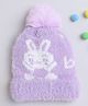 TMW Kids Woollen Bear Designed Pompom Embellished Cap - Purple