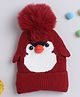 TMW Kids Woolen Cute Penguin Designed Cap - Maroon