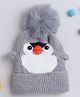 TMW Kids Woolen Cute Penguin Designed Cap - Grey