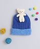 TMW Kids Woolen Teddy Bear Applique Detailed Cap - Blue