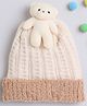 TMW Kids Woolen Teddy Bear Applique Detailed Cap - Off White