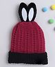 TMW Kids Woollen Self Designed & Bunny Ear Applique Detailed Cap - Maroon