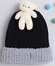 TMW Kids Woollen Self Designed & Teddy Bear Applique Detailed Cap - Black