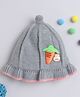 TMW Carrot Patch Detailed Pom Pom Embellished Woollen Cap -Grey