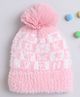 TMW Kids Alphabet Designed Pom Pom Detailed Woollen Cap - Peach