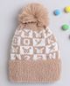 TMW Kids Alphabet Designed Pom Pom Detailed Woollen Cap -Brown