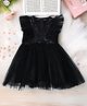 Bella Moda Satin Sleeveless Sequins Embellished Dress - Black