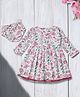 Bella Moda Cotton Full Sleeves Floral Printed Dress With Bloomer - White