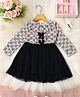 Bella Moda Cotton Full Sleeves Abstract Printed & Bow Applique Detailed Dress - White