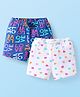 Babyhug Cotton Jersey Shorts with Text & Hearts Print Pack of 2 - White & Blue