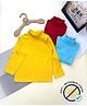 COCOON ORGANICS Cotton Rib Pack Of 3 Full Sleeves Solid Anti Microbial Tees - Yellow Red & Sky Blue
