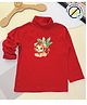 COCOON ORGANICS Cotton Rib Full Sleeves Lion Printed Anti Microbial Tee - Red