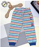 COCOON ORGANICS Cotton Play Time Text Printed Striped Anti Microbial Pajama - Blue