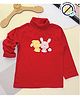 COCOON ORGANICS Cotton Rib Full Sleeves Rabbits Printed Anti Microbial Tee - Red
