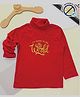 COCOON ORGANICS Cotton Rib Full Sleeves Typography Printed Tee - Red