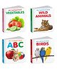 My First Cute Board Book All In One Learning Book For Children : ABC, Birds, Wild Animals and Vegetables - Baby board books collection, First library books for babies | Pack of 4 Books for kids