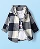 RUFF Twill Woven Full Sleeves  Checkered  Hooded Shirt With T-Shirt - Navy Blue