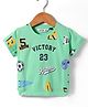 Ruff Lycra Knit Half Sleeves T-Shirt with Sports Theme Print - Green