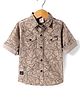 Ruff Cotton Woven Full Sleeves Floral Printed Shirt - Tan