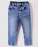 Ruff Full Length Washed Denim Jeans with Text Print - Light Blue