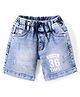 RUFF Woven Above Knee Length Bermuda With Text Print - Light Blue
