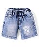 RUFF Woven Above Knee Length Denim Bermuda With Text Print - Light Blue
