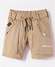 Ruff Cotton Woven Above Knee Length Bermuda with Text Print - Khaki