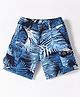 Ruff Cotton Woven Above Knee Length Bermuda with Tropical Theme Print - Blue