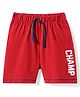 Babyhug Cotton Knit Shorts with Text Print - Red
