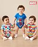 Babyhug Marvel Interlock Knit Half Sleeves Onesies with Spiderman Graphics Pack of 3 - Multicolor