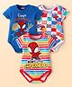 Babyhug Marvel Interlock Knit Half Sleeves Onesies with Spiderman Graphics Pack of 3 - Multicolor