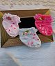 Ziory Woollen Pack Of 3 Lace & Floral Designed Super Soft Anti Skid Socks - Baby Pink Fushia & White