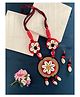 Digital Dress Room Banjara Necklace Earrings Set Cotton Cloth Embroidery Work Sea Shell/Flower Design Jewellery
