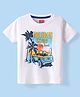 Babyhug Cotton Knit Half Sleeves T-Shirt with Holiday Time Print - White