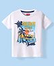 Babyhug Cotton Knit Half Sleeves T-Shirt with Holiday Time Print - White