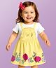 Babyoye 100% Cotton Knit Frock & Half Sleeves Inner Tee With Floral Print - Yellow