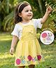 Babyoye 100% Cotton Knit Frock & Half Sleeves Inner Tee With Floral Print - Yellow