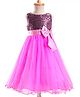 The KidShop Sleeveless Sequins Embellished Bow Applique Dress - Purple