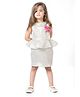 The KidShop Sleeveless Foil Printed Floral Applique Peplum Dress - Off White