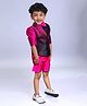 BAYA COUTURE Satin Half Sleeves Ombre Blazer & Shorts With Bow Set - Pink
